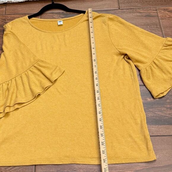 Women's Mustard Yellow Bell Sleeve Top- LARGE - Picture 4 of 7